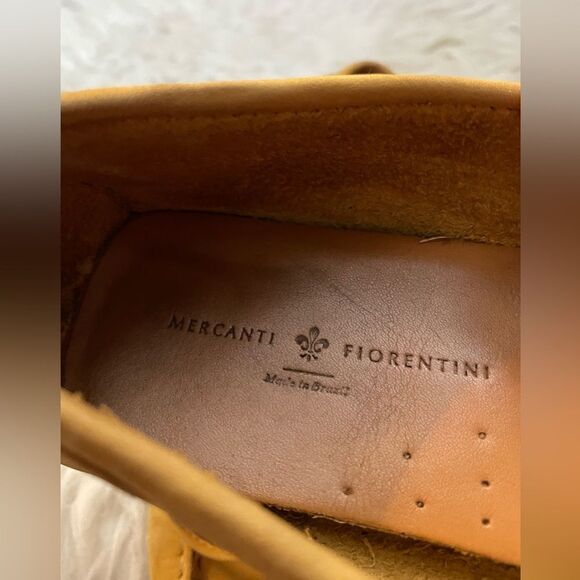 Mercanti Fiorentini Gold Suede Leather Driver Loafers Flats Size 8 M - Picture 7 of 8